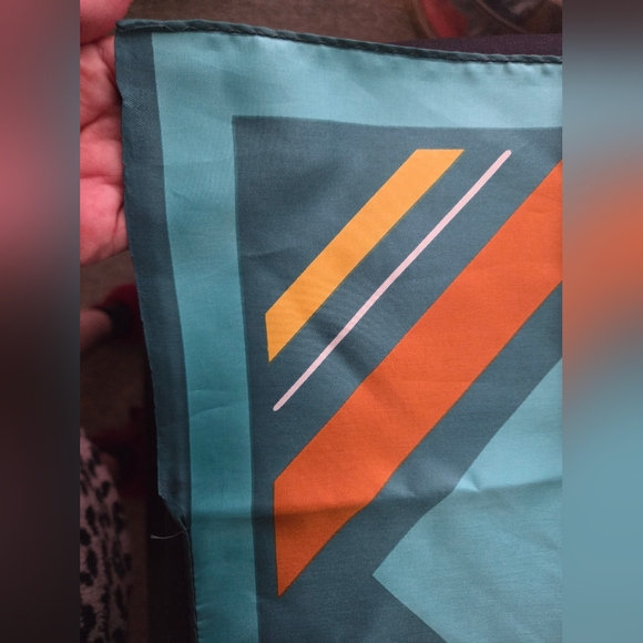 Totes Vibrant Teal and Orange Rain Scarf Vintage - Picture 7 of 7
